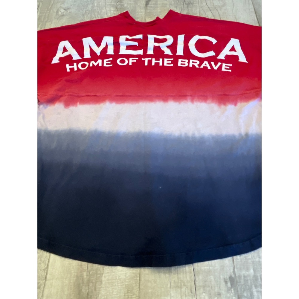 Spirit XXL Mens Tie Dye Red White Blue America Home of the Brave Long‎ Sleeve